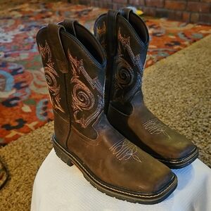 Georgia Boot Brown Work Boots with Dark Interior Kids Sz 3M